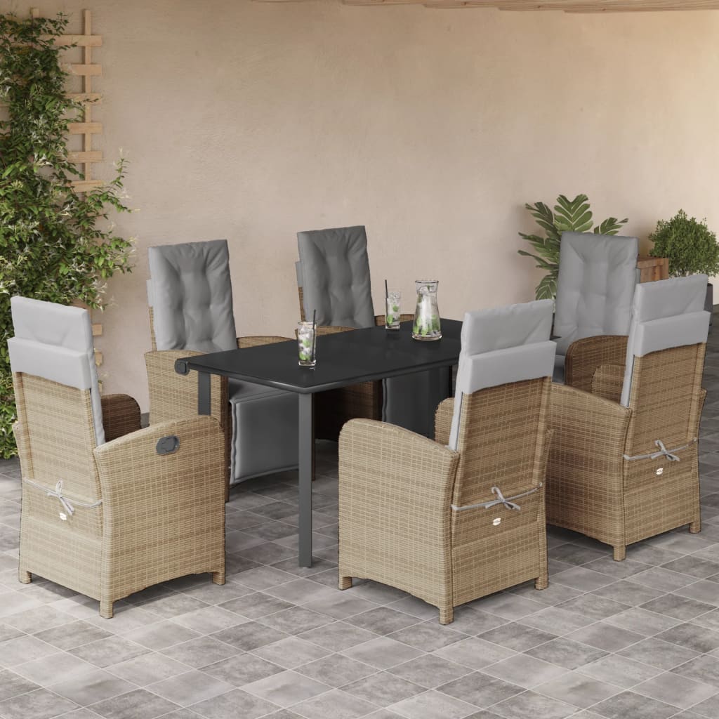 Matgrupp För Trädgården Med Dynor 5 Delar Beige Konstrotting