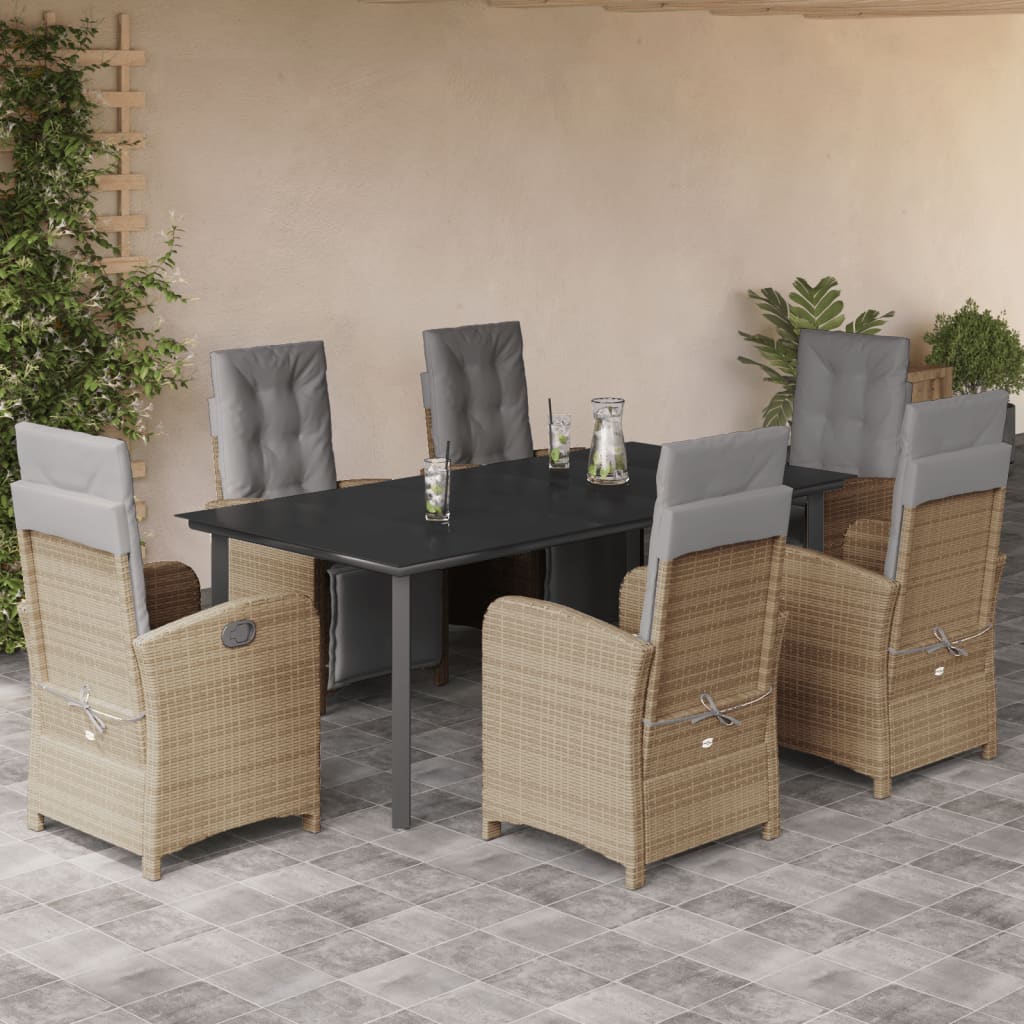 Matgrupp För Trädgården Med Dynor 5 Delar Beige Konstrotting