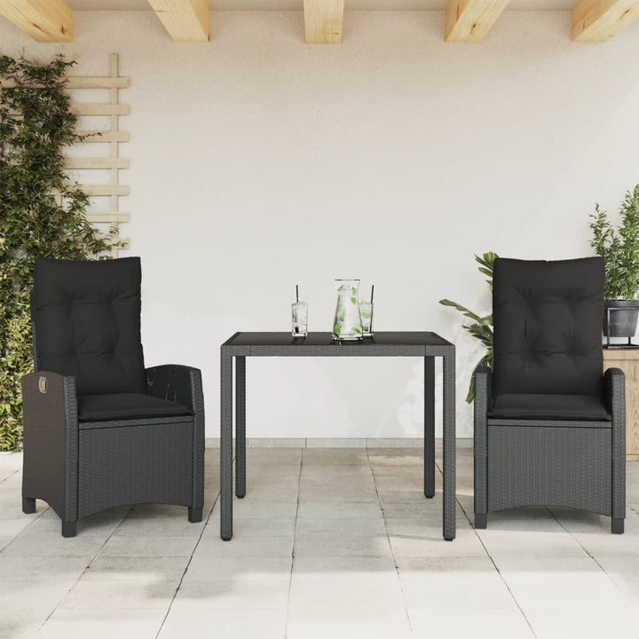 Matgrupp För Trädgården Med Dynor 7 Delar Svart Konstrotting