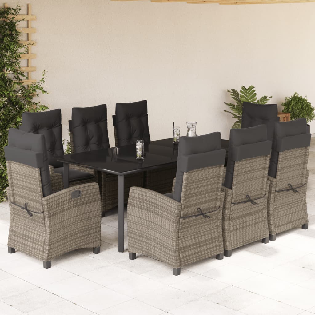Matgrupp För Trädgården Med Dynor 7 Delar Grå Konstrotting