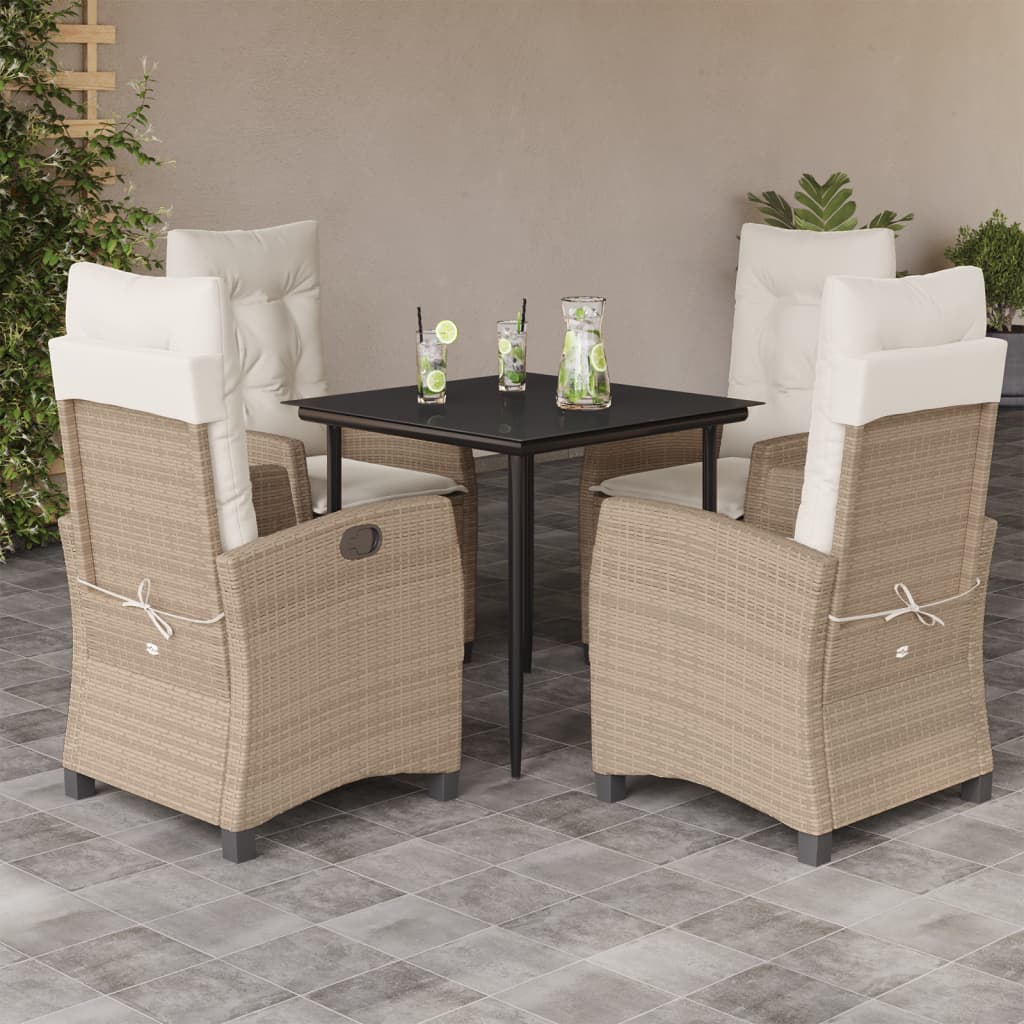 Matgrupp För Trädgården 3 Delar Med Dynor Beige Konstrotting
