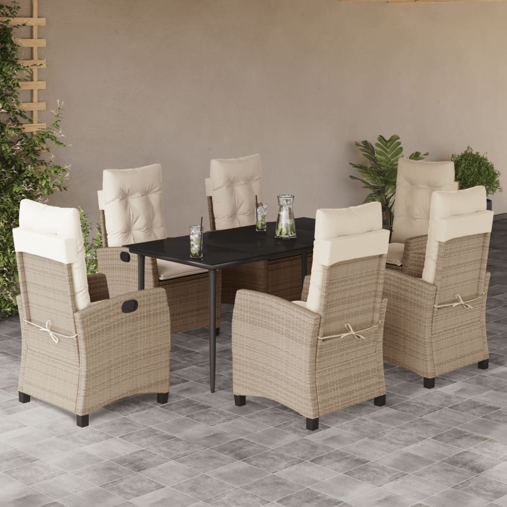 Matgrupp För Trädgården 3 Delar Med Dynor Beige Konstrotting