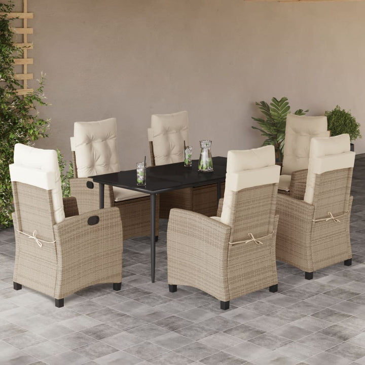 Matgrupp För Trädgården 3 Delar Med Dynor Beige Konstrotting