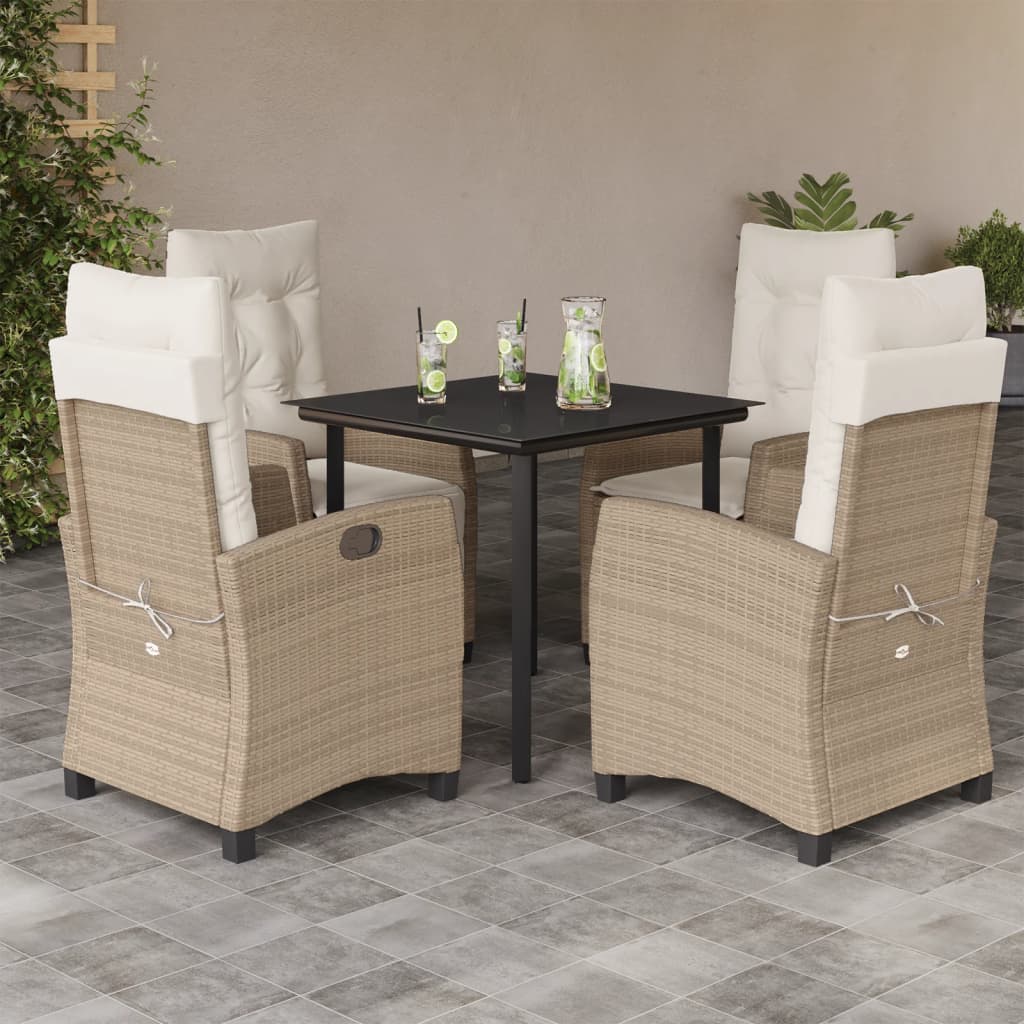 Matgrupp För Trädgården Med Dynor 5 Delar Beige Konstrotting