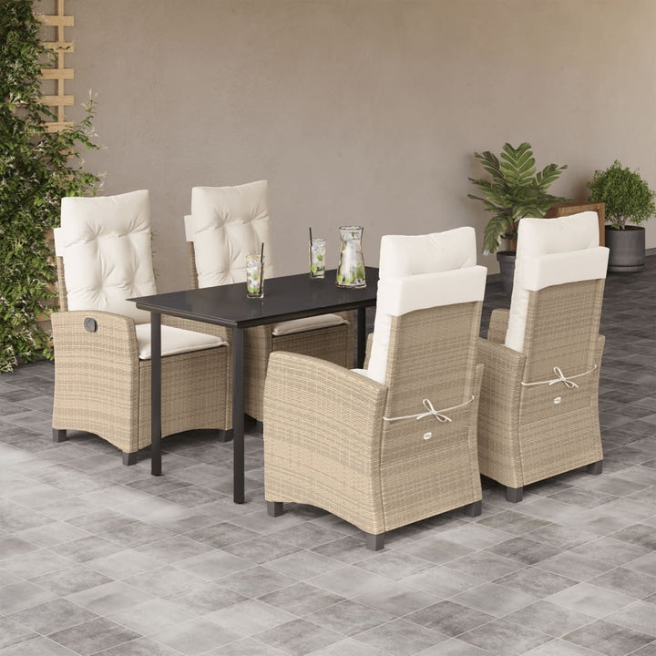 Matgrupp För Trädgården Med Dynor 5 Delar Beige Konstrotting
