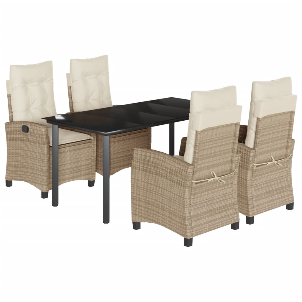 Matgrupp För Trädgården Med Dynor 5 Delar Beige Konstrotting