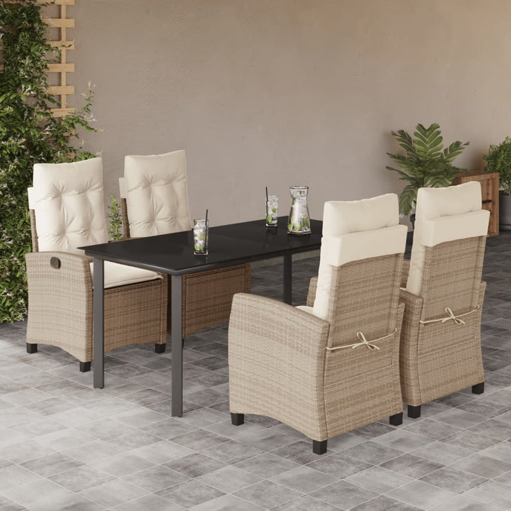 Matgrupp För Trädgården Med Dynor 5 Delar Beige Konstrotting