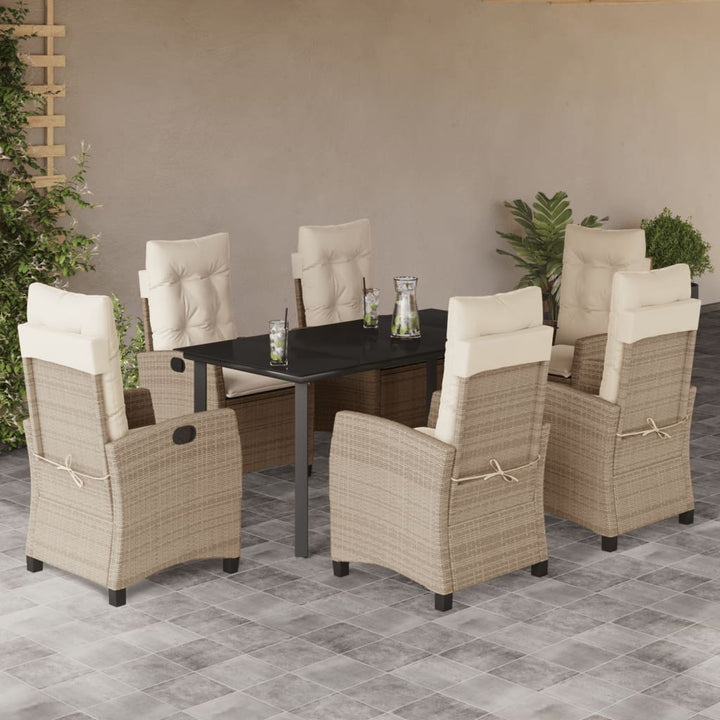 Matgrupp För Trädgården Med Dynor 5 Delar Beige Konstrotting