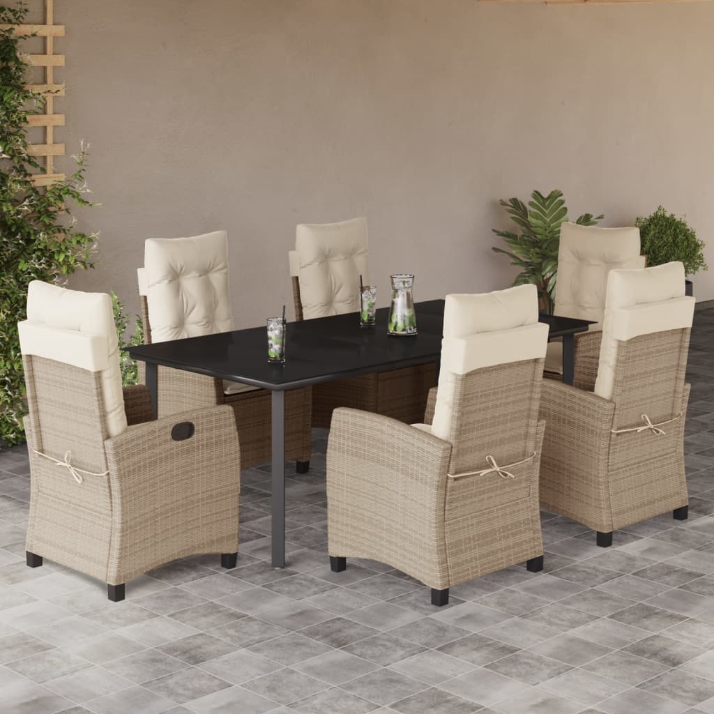 Matgrupp För Trädgården Med Dynor 5 Delar Beige Konstrotting