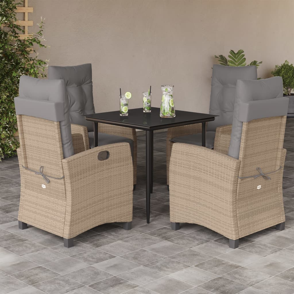Matgrupp För Trädgården Med Dynor 5 Delar Mixbeige Konstrotting