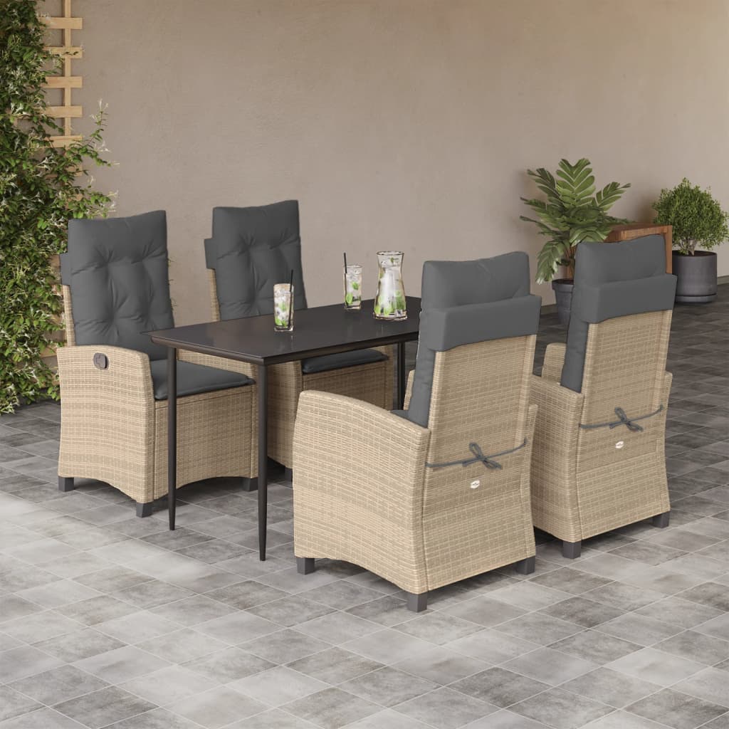 Matgrupp För Trädgården Med Dynor 5 Delar Mixbeige Konstrotting