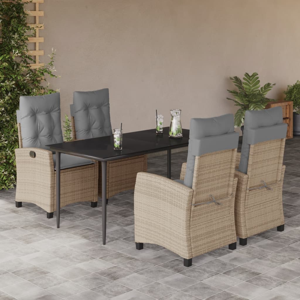 Matgrupp För Trädgården Med Dynor 5 Delar Mixbeige Konstrotting