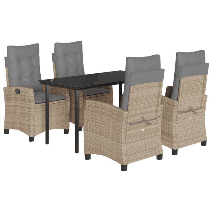 Matgrupp För Trädgården Med Dynor 5 Delar Mixbeige Konstrotting