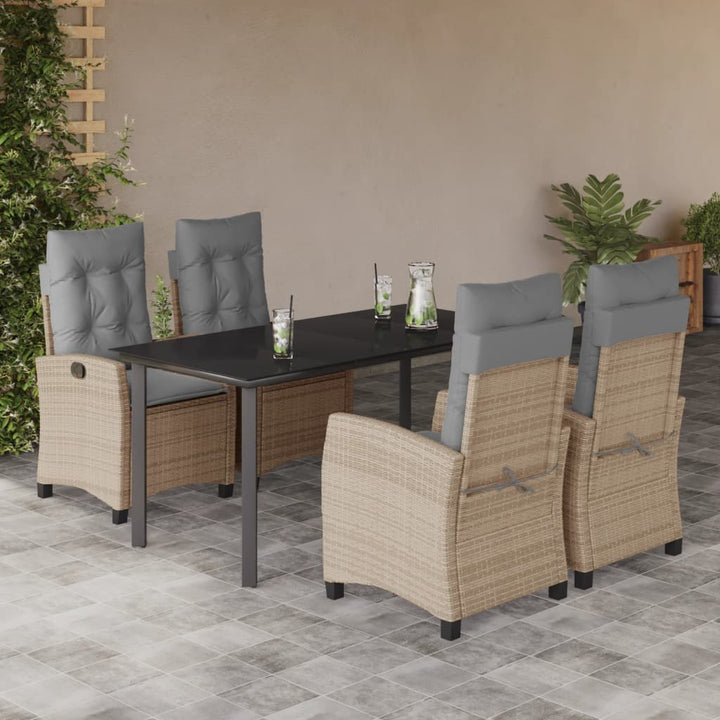 Matgrupp För Trädgården Med Dynor 5 Delar Mixbeige Konstrotting