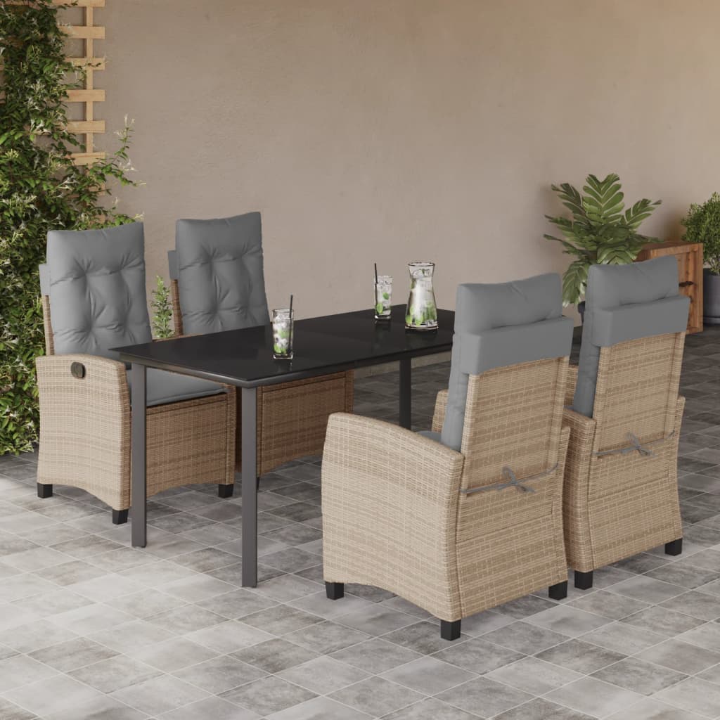 Matgrupp För Trädgården Med Dynor 5 Delar Mixbeige Konstrotting