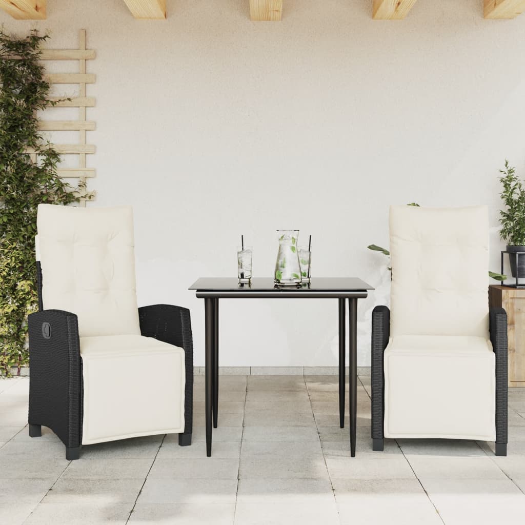 Matgrupp För Trädgården Med Dynor 5 Delar Svart Konstrottning