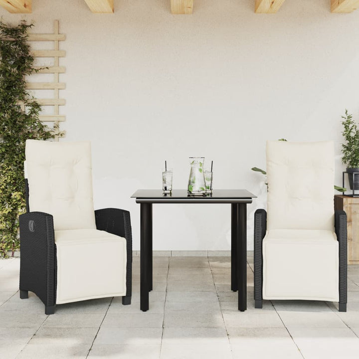 Matgrupp För Trädgården Med Dynor 5 Delar Svart Konstrottning