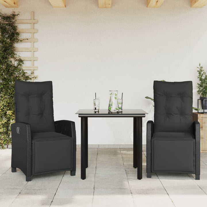 Matgrupp För Trädgården Med Dynor 7 Delar Svart Konstrotting