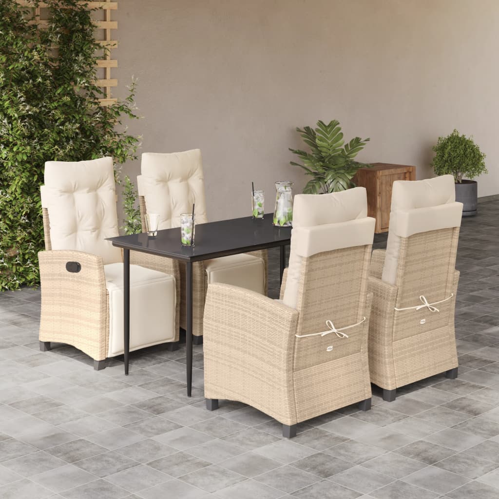 Matgrupp För Trädgården 3 Delar Med Dynor Beige Konstrotting