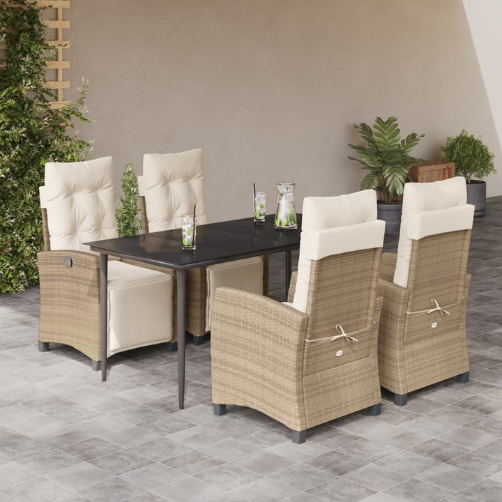 Matgrupp För Trädgården 3 Delar Med Dynor Beige Konstrotting