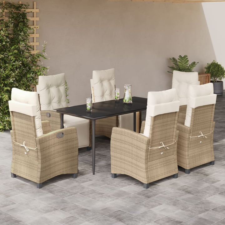 Matgrupp För Trädgården 3 Delar Med Dynor Beige Konstrotting
