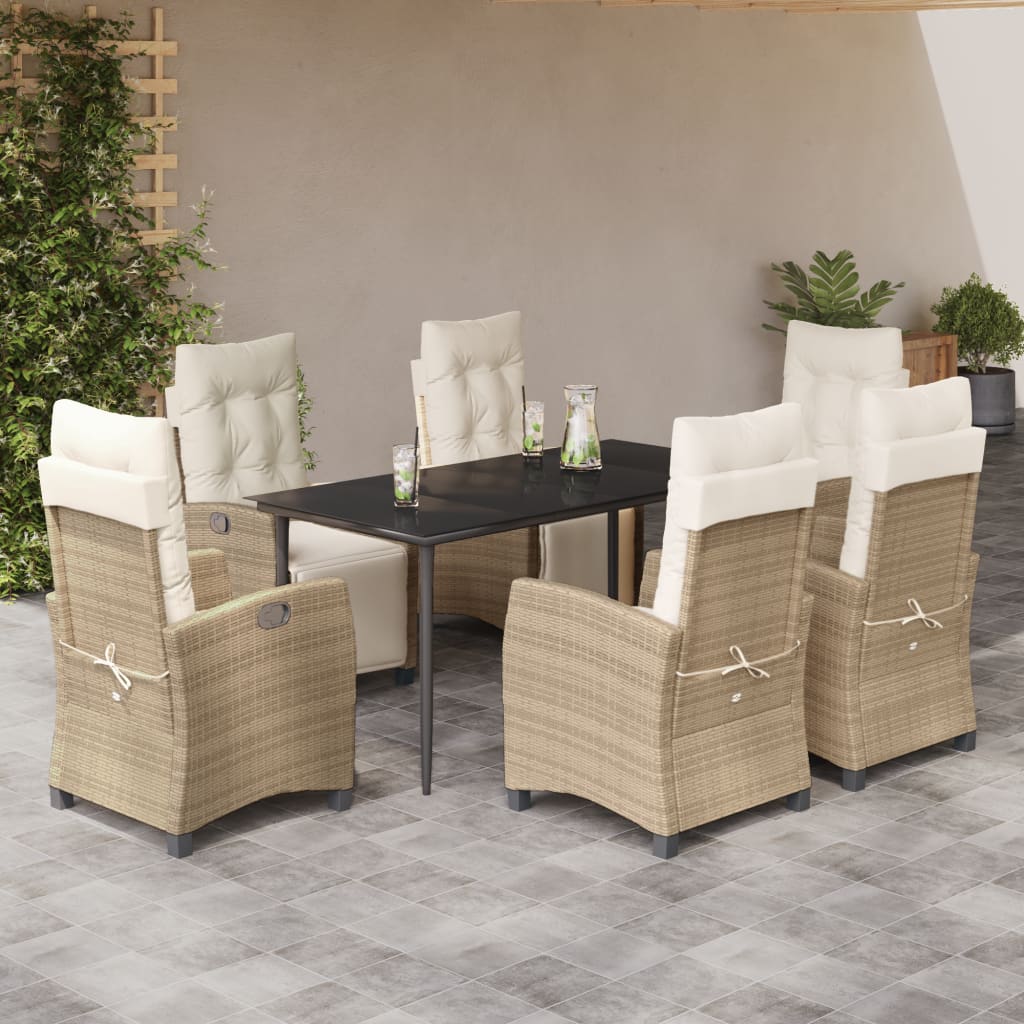 Matgrupp För Trädgården 3 Delar Med Dynor Beige Konstrotting