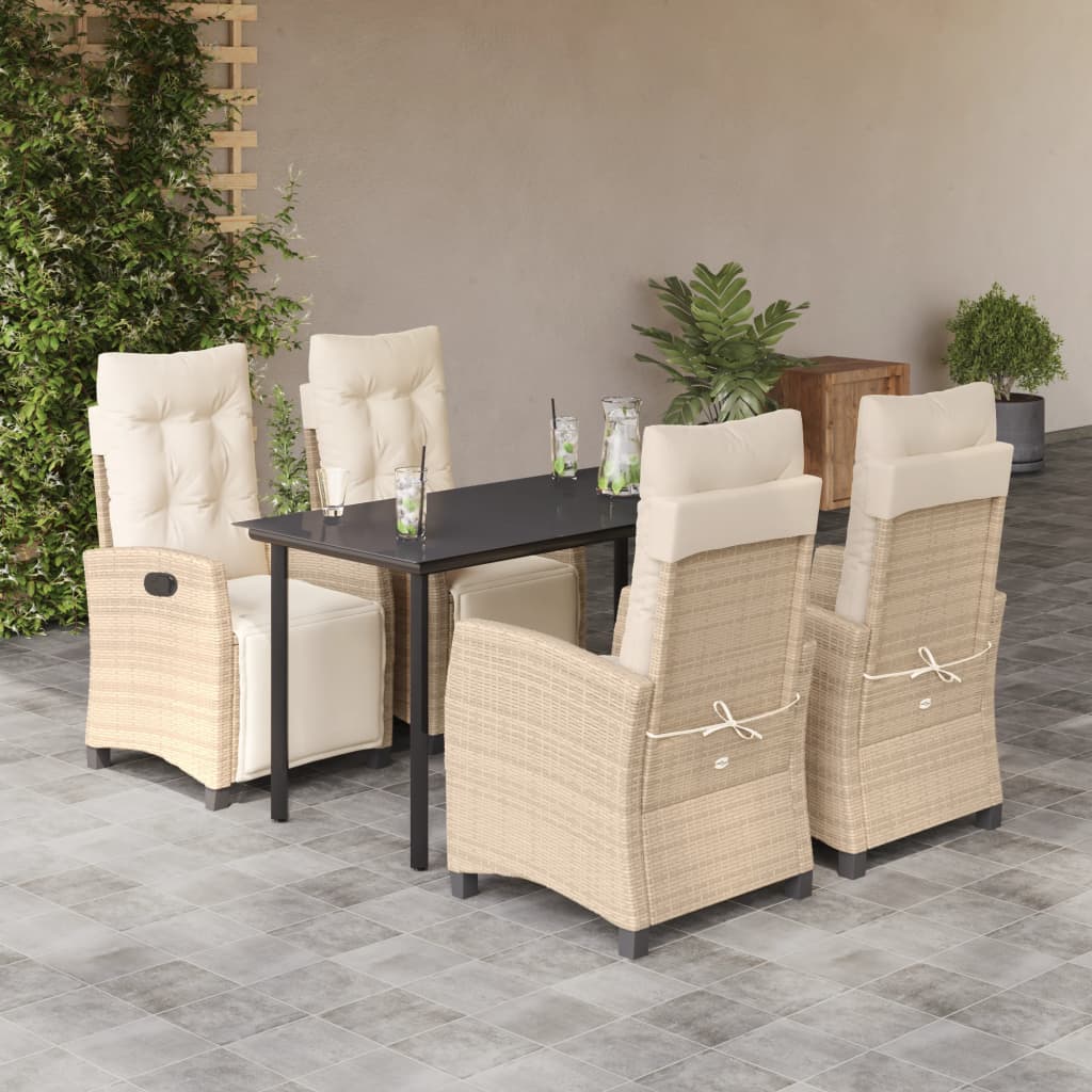 Matgrupp För Trädgården 3 Delar Med Dynor Beige Konstrotting