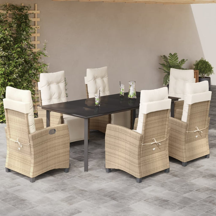 Matgrupp För Trädgården 3 Delar Med Dynor Beige Konstrotting