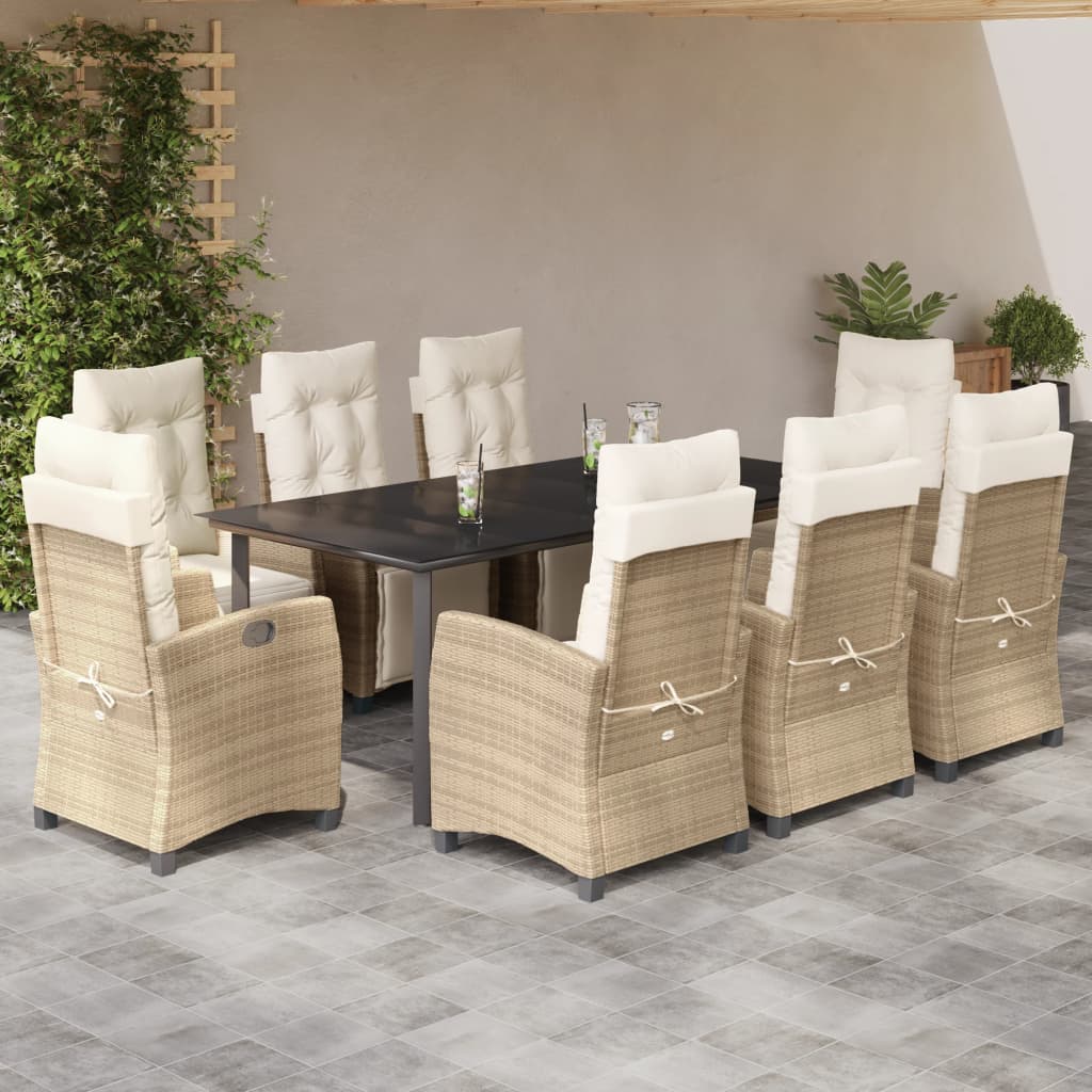 Matgrupp För Trädgården 3 Delar Med Dynor Beige Konstrotting