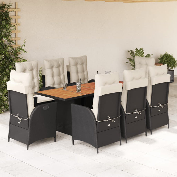Matgrupp För Trädgården Med Dynor 9 Delar Beige Konstrotting