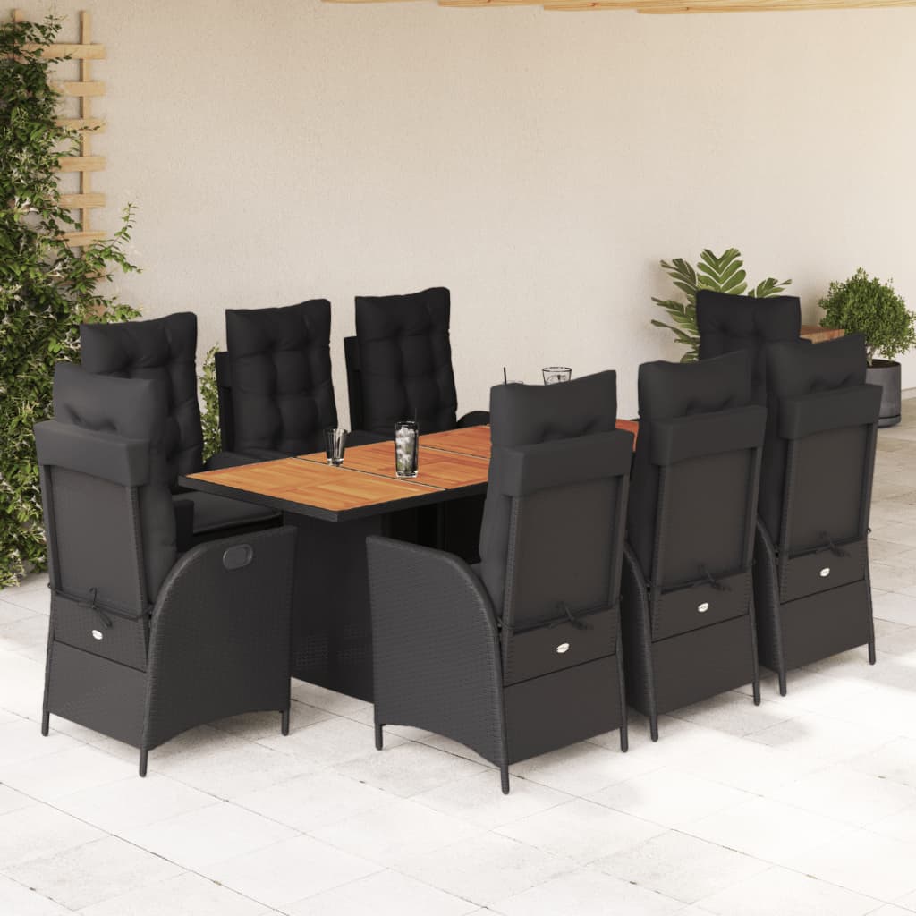 Matgrupp För Trädgården Med Dynor 9 Delar Beige Konstrotting