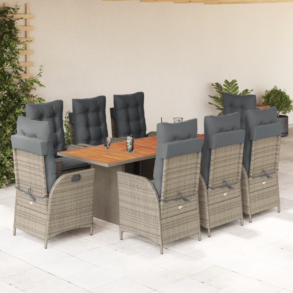 Matgrupp För Trädgården Med Dynor 9 Delar Beige Konstrotting