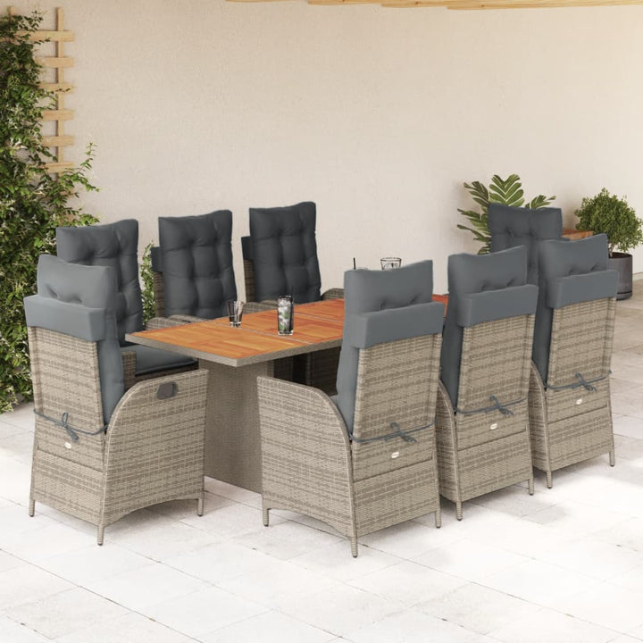 Matgrupp För Trädgården Med Dynor 9 Delar Beige Konstrotting