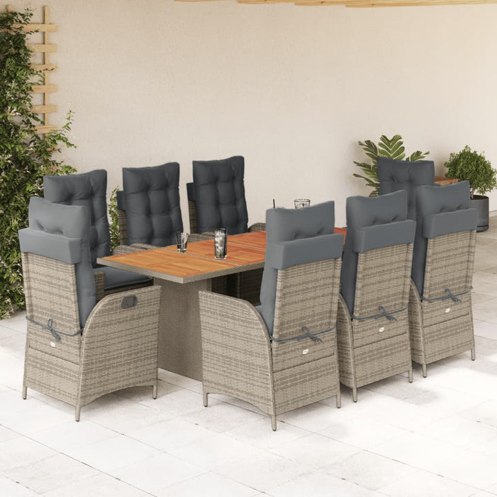 Matgrupp För Trädgården Med Dynor 9 Delar Beige Konstrotting