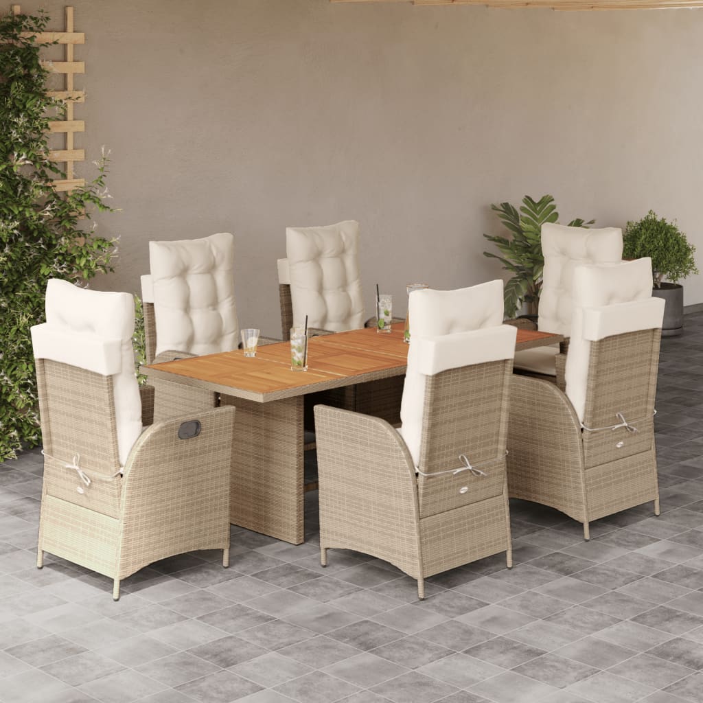 Matgrupp För Trädgården Med Dynor 9 Delar Beige Konstrotting