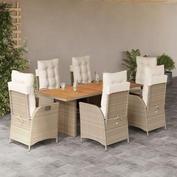 Matgrupp För Trädgården Med Dynor 9 Delar Beige Konstrotting