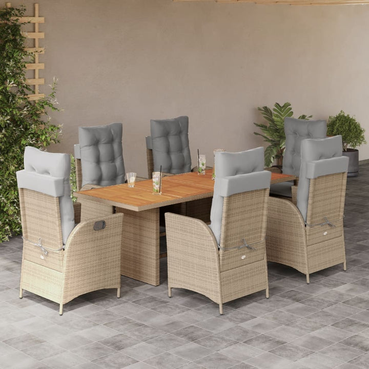 Matgrupp För Trädgården Med Dynor 9 Delar Beige Konstrotting