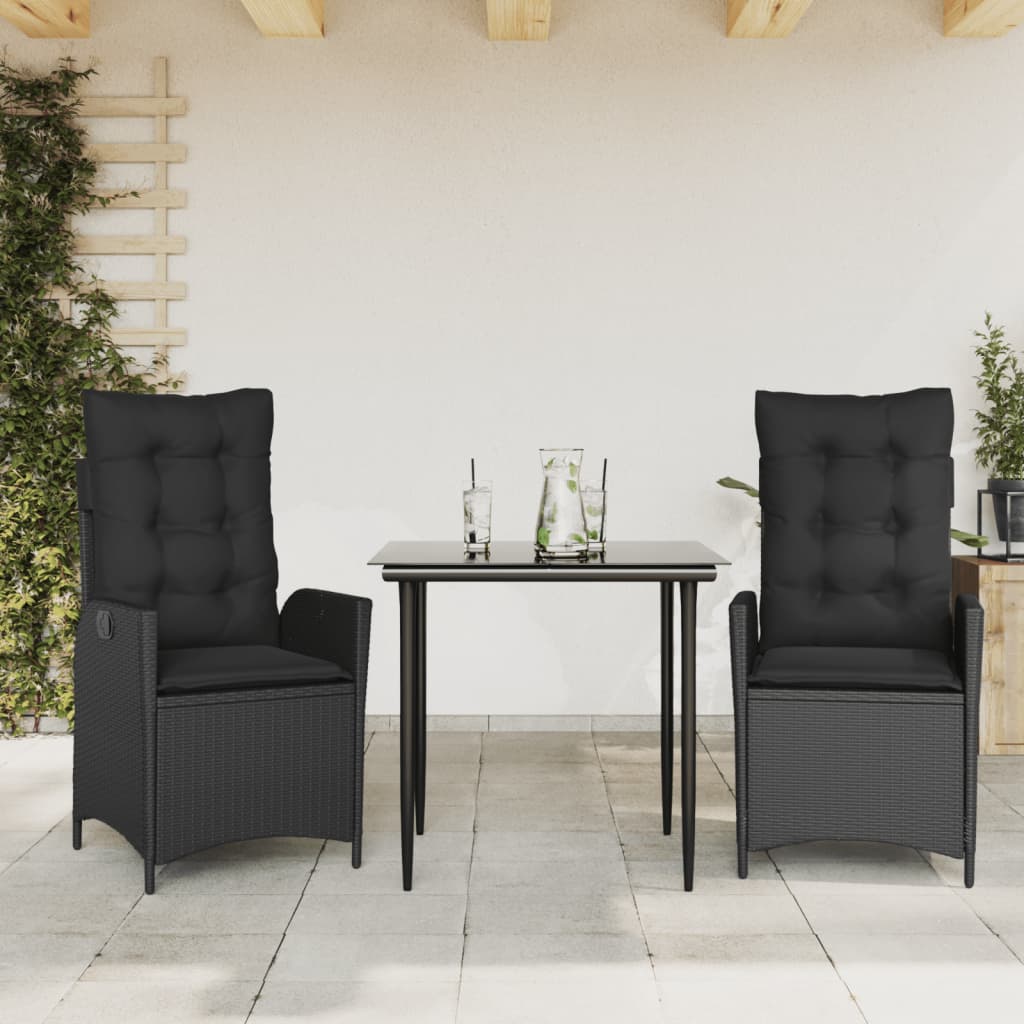 Matgrupp För Trädgården Med Dynor 5 Delar Svart Konstrottning