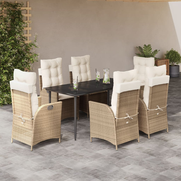 Matgrupp För Trädgården Med Dynor 5 Delar Beige Konstrotting