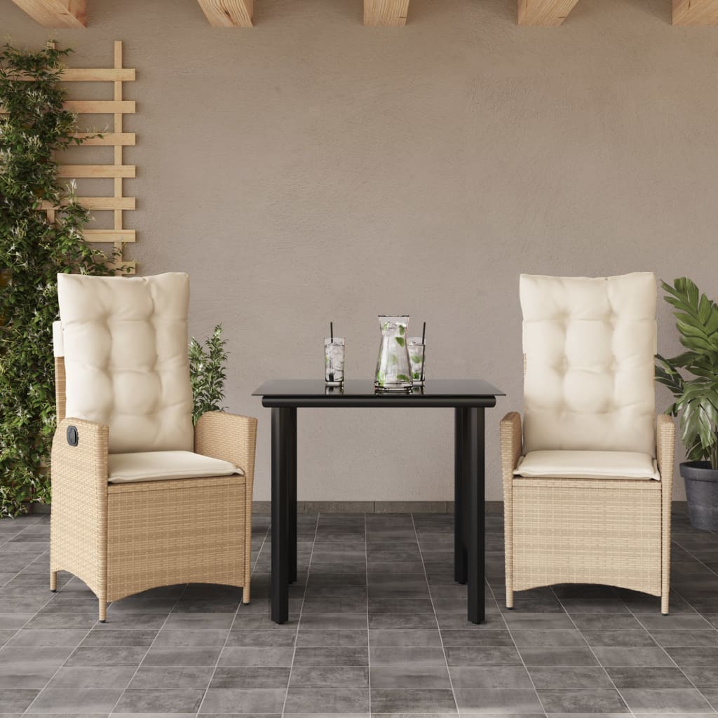 Matgrupp För Trädgården Med Dynor 7 Delar Beige Konstrotting
