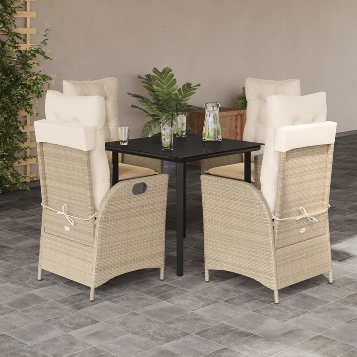 Matgrupp För Trädgården Med Dynor 7 Delar Beige Konstrotting