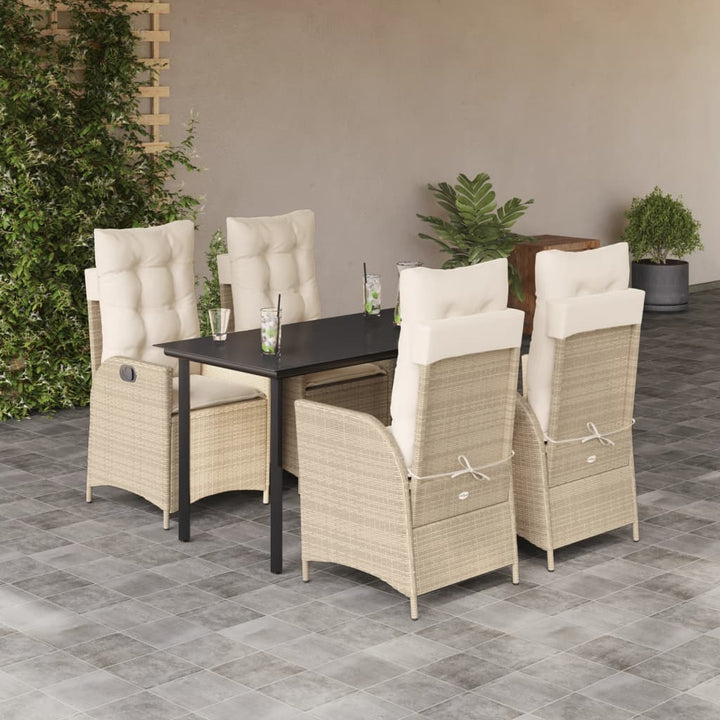Matgrupp För Trädgården Med Dynor 7 Delar Beige Konstrotting