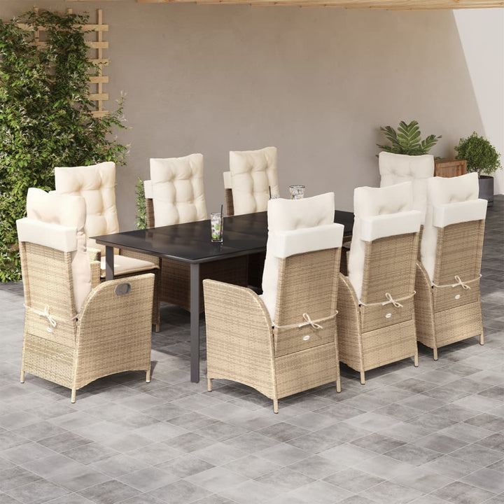 Matgrupp För Trädgården Med Dynor 7 Delar Beige Konstrotting