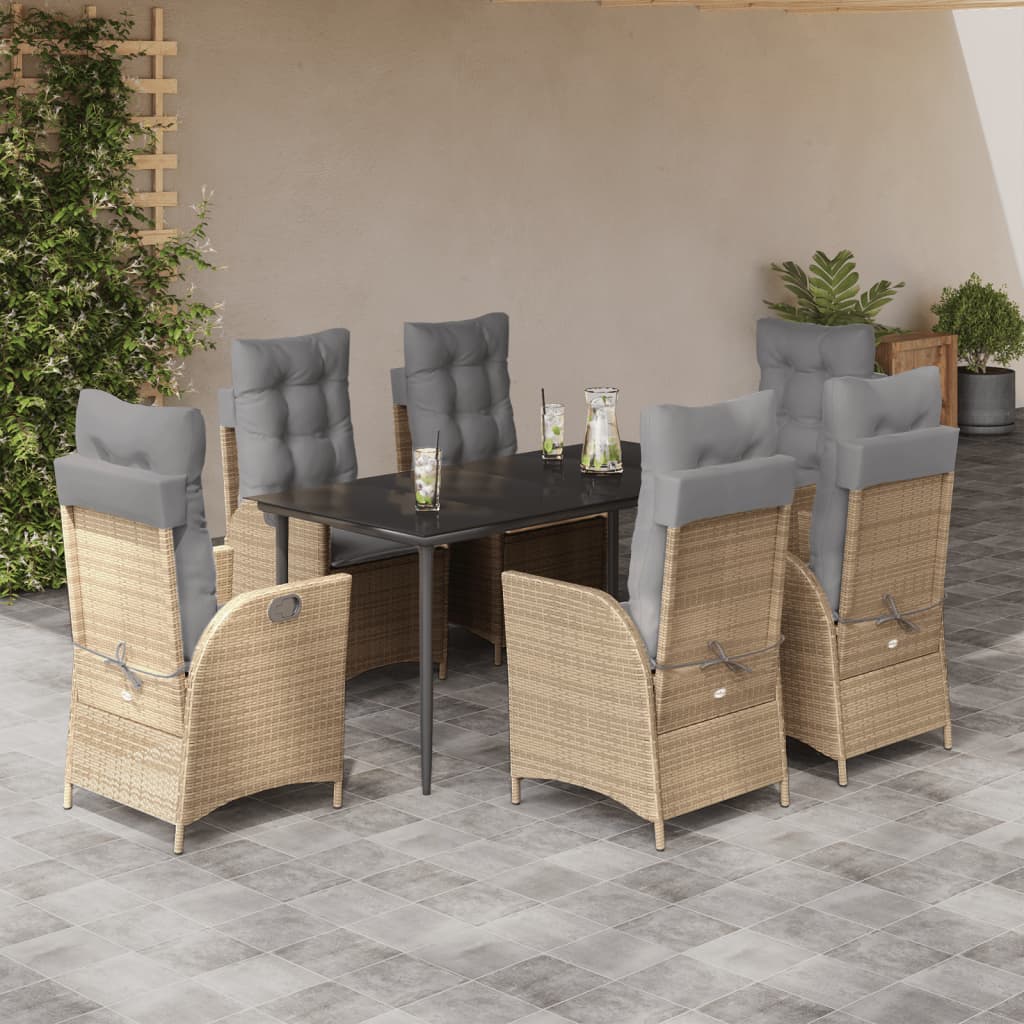 Matgrupp För Trädgården Med Dynor 5 Delar Beige Konstrotting