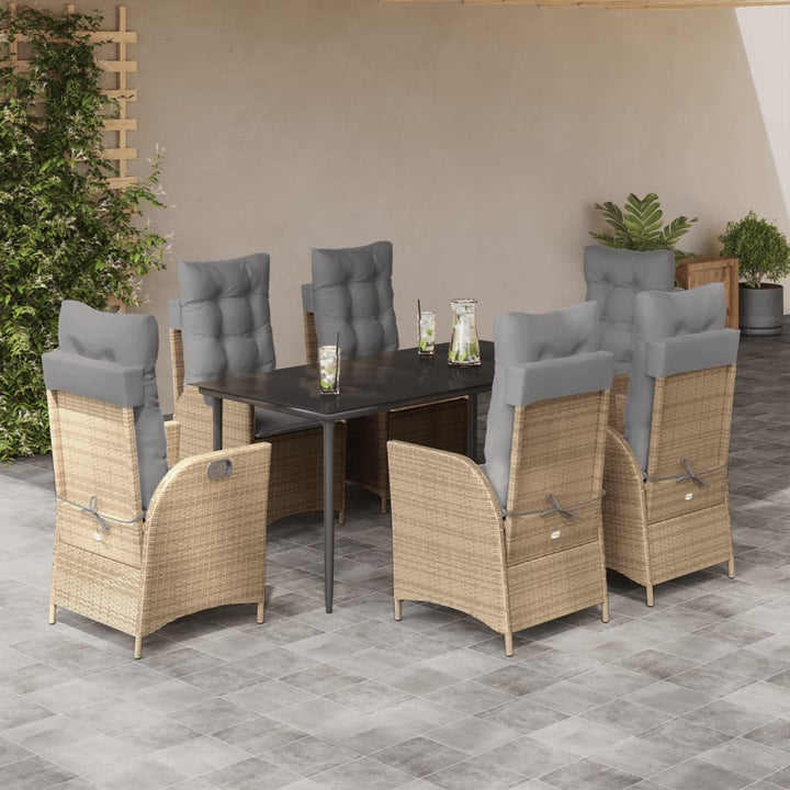 Matgrupp För Trädgården Med Dynor 5 Delar Beige Konstrotting