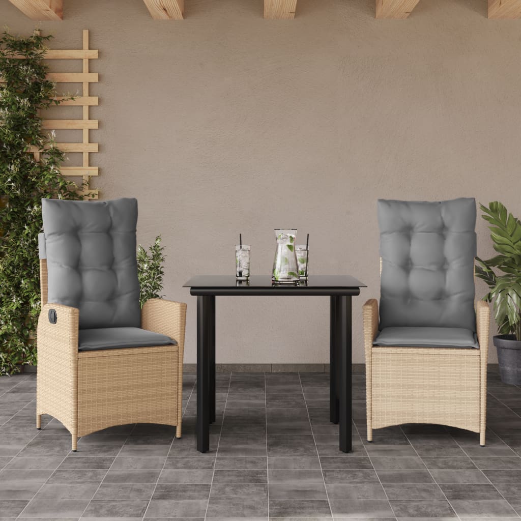 Matgrupp För Trädgården Med Dynor 5 Delar Beige Konstrotting