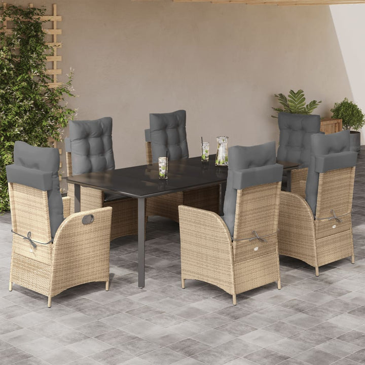 Matgrupp För Trädgården Med Dynor 5 Delar Beige Konstrotting