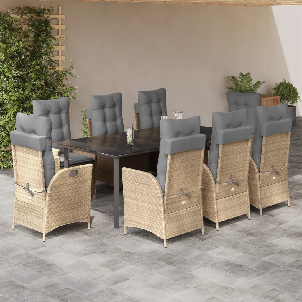 Matgrupp För Trädgården Med Dynor 5 Delar Beige Konstrotting