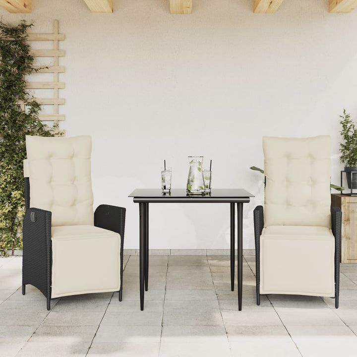 Matgrupp För Trädgården Med Dynor 5 Delar Svart Konstrottning