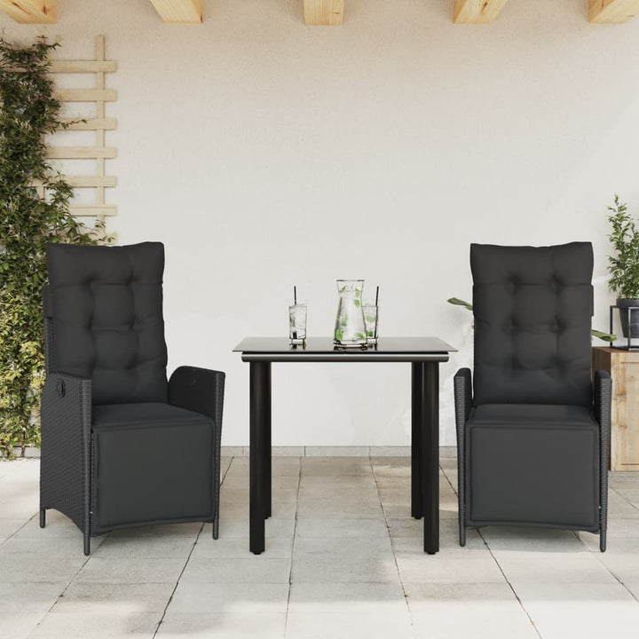 Matgrupp För Trädgården Med Dynor 7 Delar Svart Konstrotting
